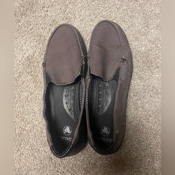 CROCS Shoes - CROCS Men's Brown Canvas Slip-On Loafers
